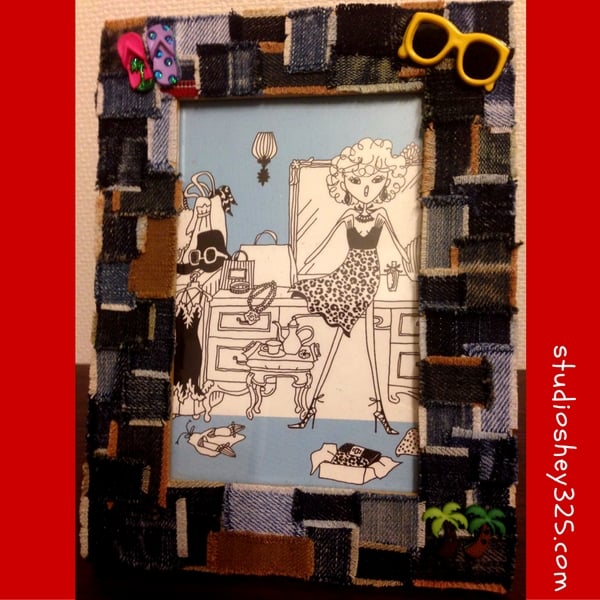 denim-photo-frame by Mitsuko at studioshey325.com