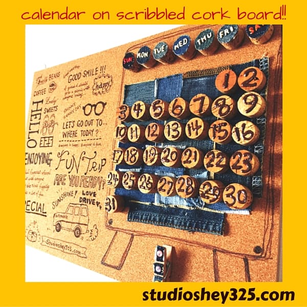 calendar on scribbled cork board | creations by Mitsuko at studioshey325.com